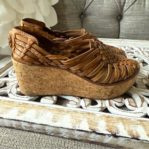 Tory Burch Leather Platform Wedge Heels Sandals Women’s 6 - Picture 3 of 12